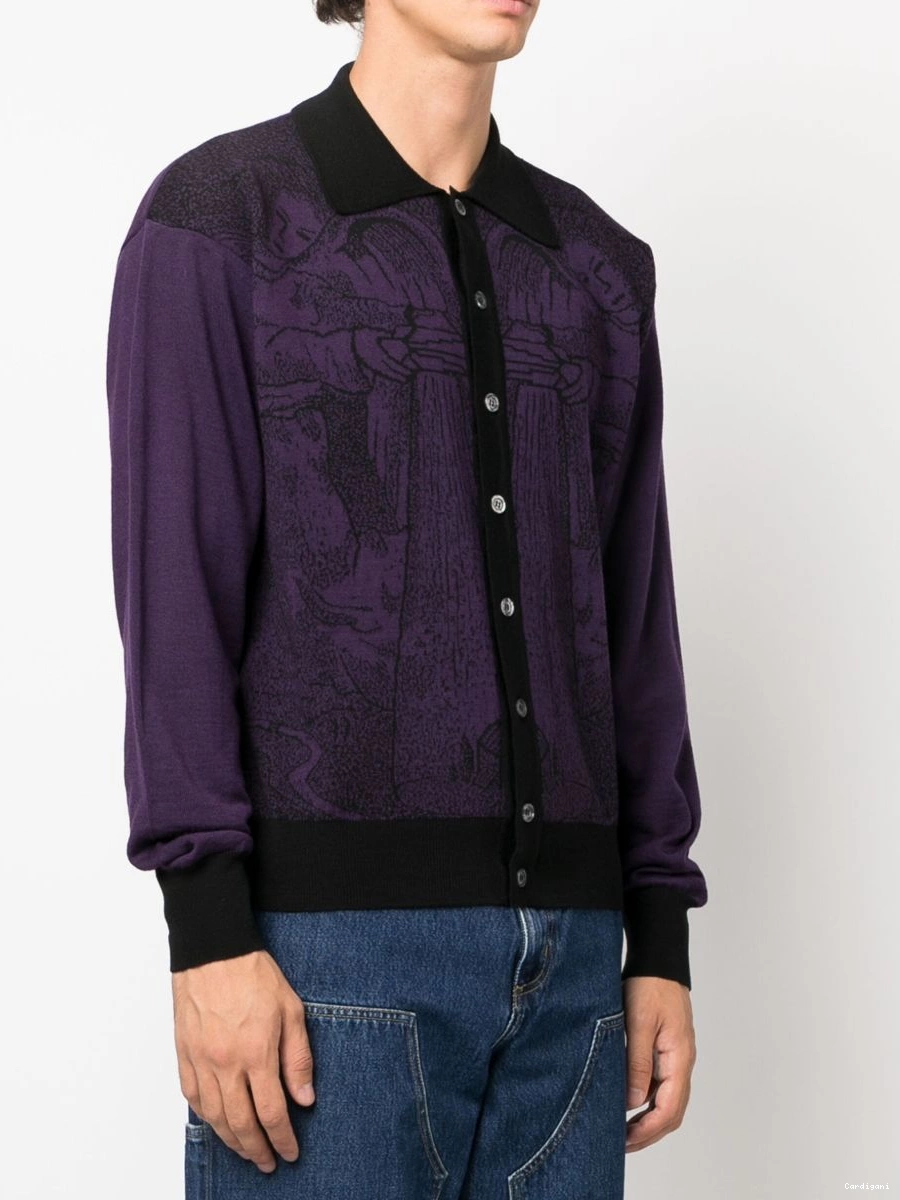 Affordable intarsia-knit cardigan pattern Alanui Women 0417